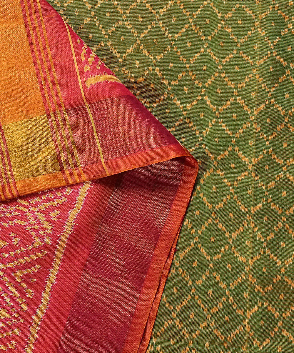Handloom_Orange_Pure_Mulberry_Silk_Ikat_Patola_Dupatta_WeaverStory_04