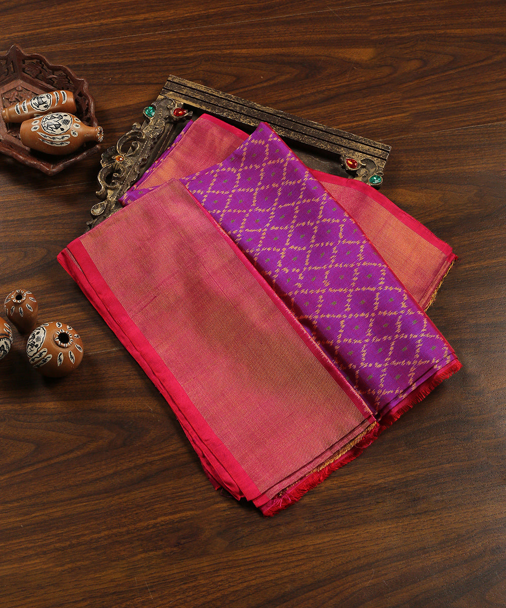 Handloom_Purple_Double_Shade_Pure_Mulberry_Silk_DupattanWith_Tissue_Border_WeaverStory_01