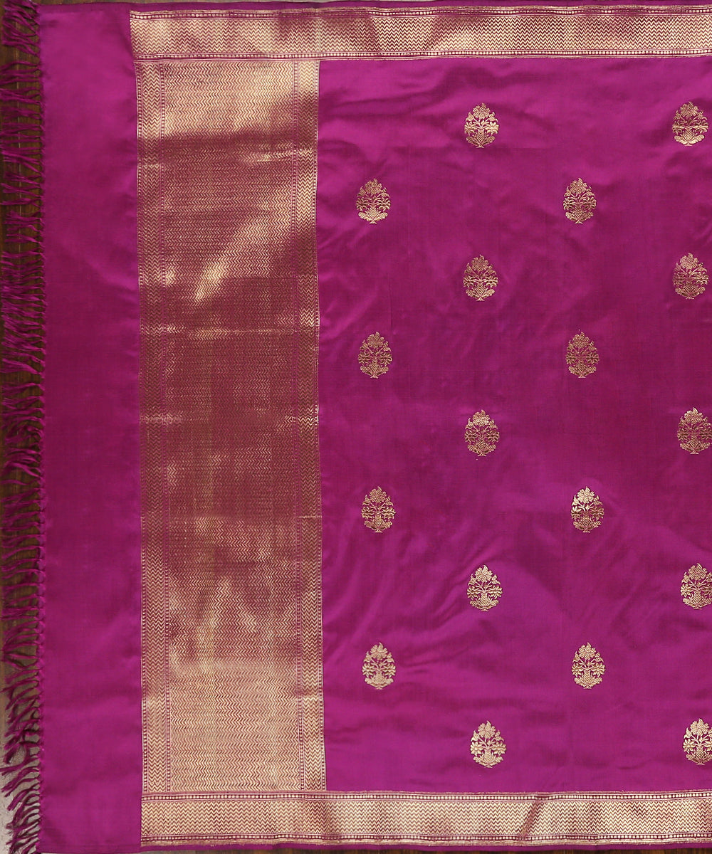 Purple_Handloom_Pure_Katan_Silk_Banarasi_Dupatta_With_Zari_Boota_WeaverStory_02