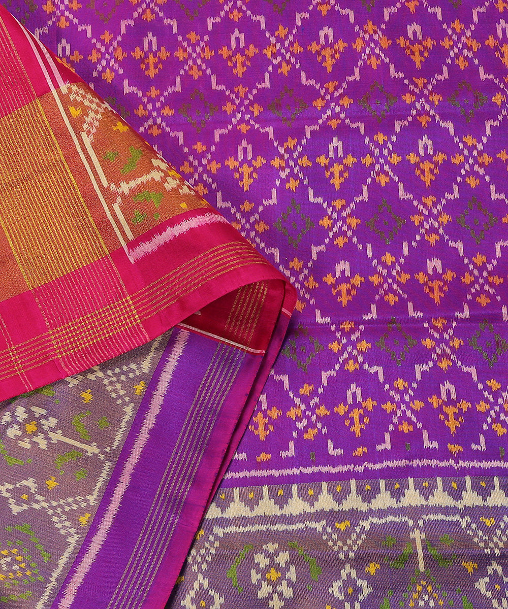 Handloom_Hot_Pink_Pure_Mulberry_Silk_Dupatta_With_Tissue_Border_WeaverStory_04