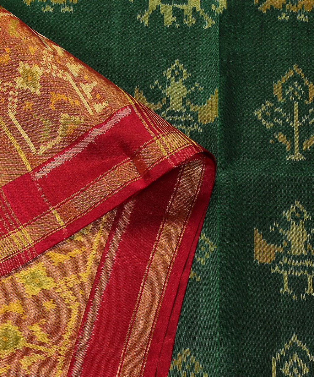 Handloom_Green_And_Pink_Pure_Mulberry_Silk_Dupatta_With_Tissue_Border_WeaverStory_04