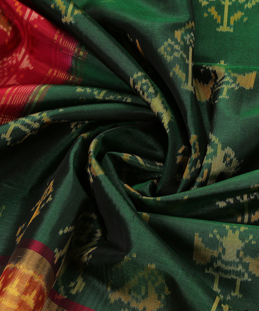 Handloom_Green_And_Pink_Pure_Mulberry_Silk_Dupatta_With_Tissue_Border_WeaverStory_05