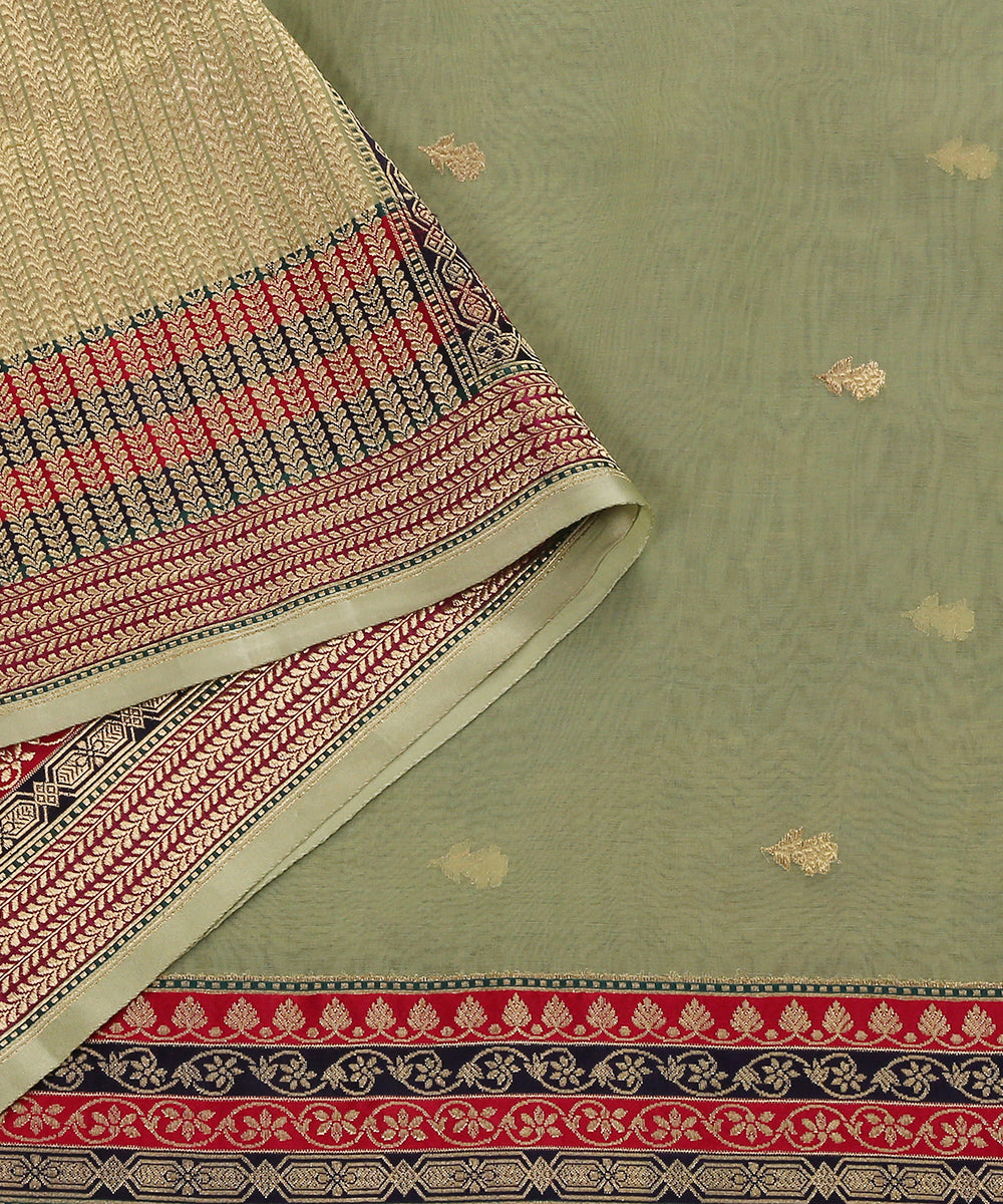 Handloom_Mint_Green_Kora_Silk_Banarasi_Dupatta_With_Multicolor_Meenakari_Border_WeaverStory_04