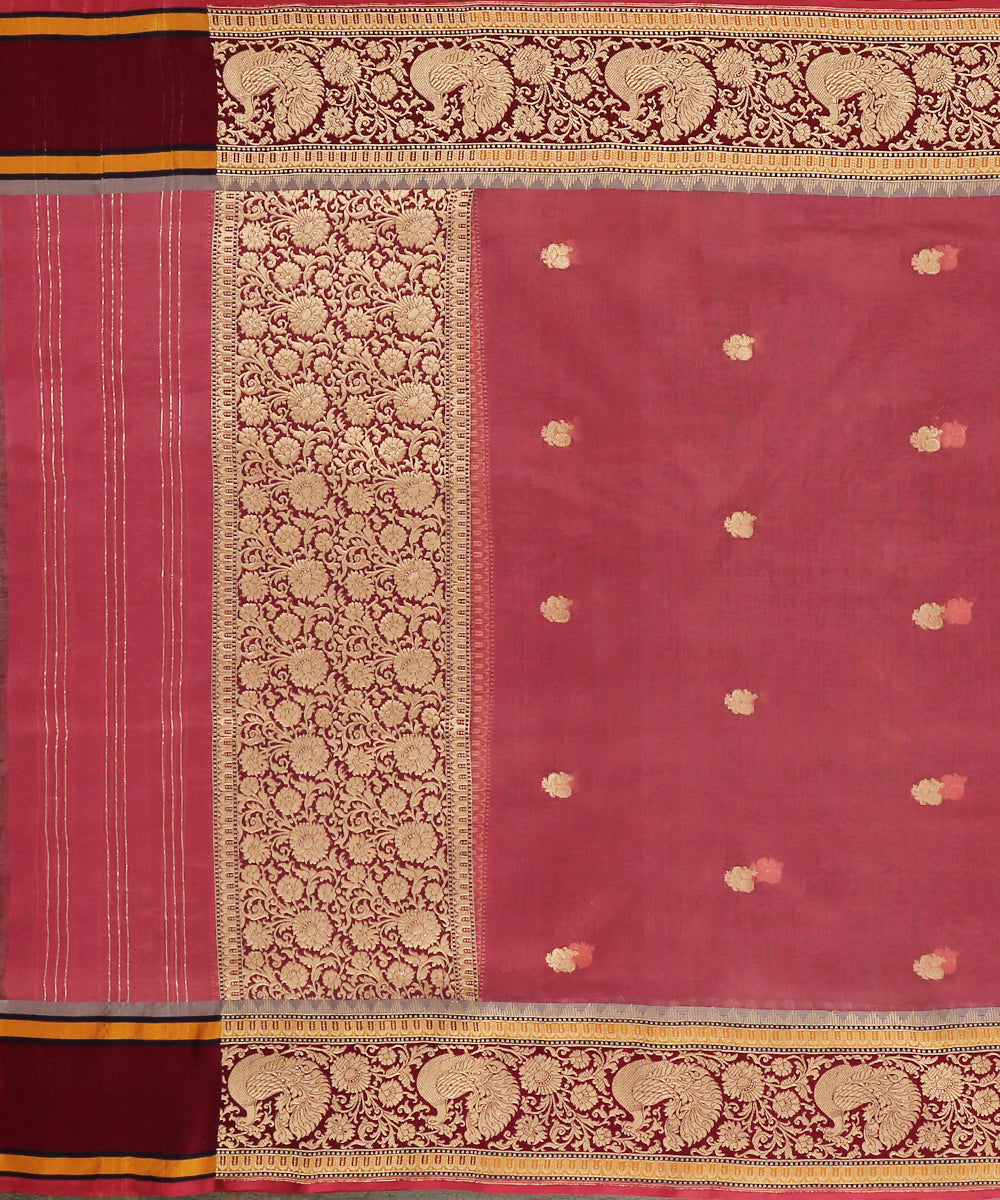 Handloom_Dark_Pink_Kora_Silk_Banarasi_Dupatta_With_Multicolor_Meenakari_Border_WeaverStory_02