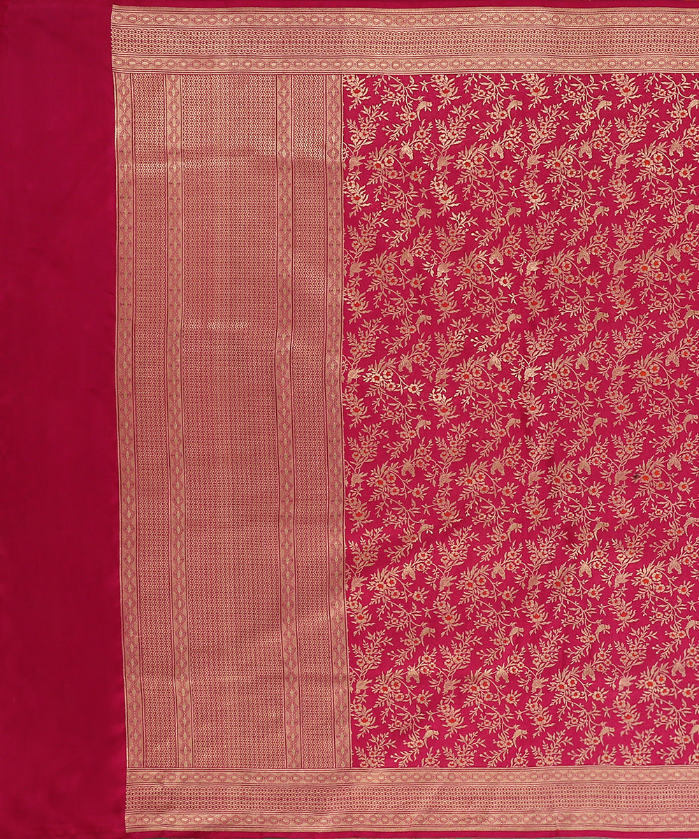 Handloom_Rani_Pink_Pure_Katan_Silk_Banarasi_Dupatta_With_Shikargah_Jaal_WeaverStory_02