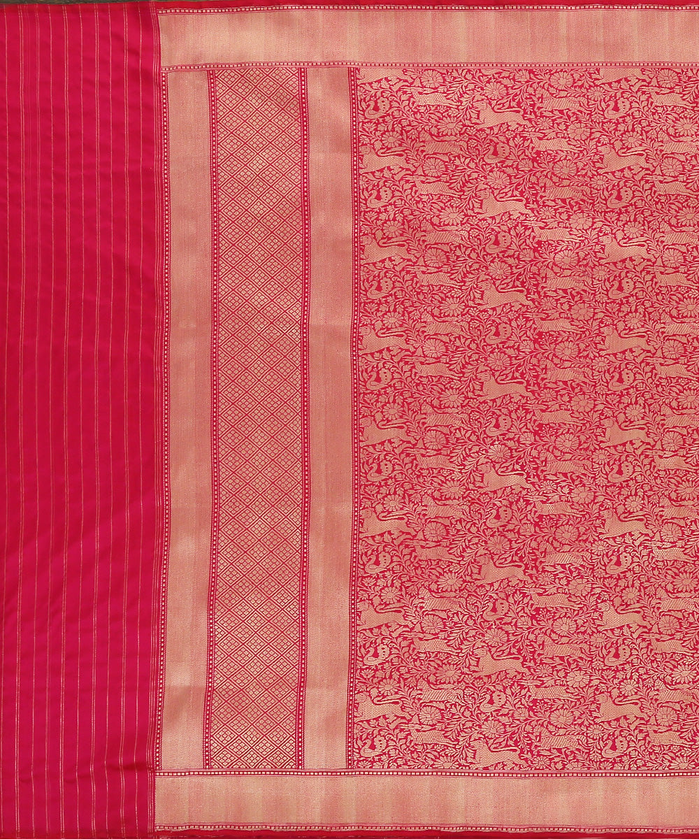 Rani_Pink_Handloom_Pure_Katan_Silk_Shikargah_Banarasi_Dupatta_WeaverStory_02