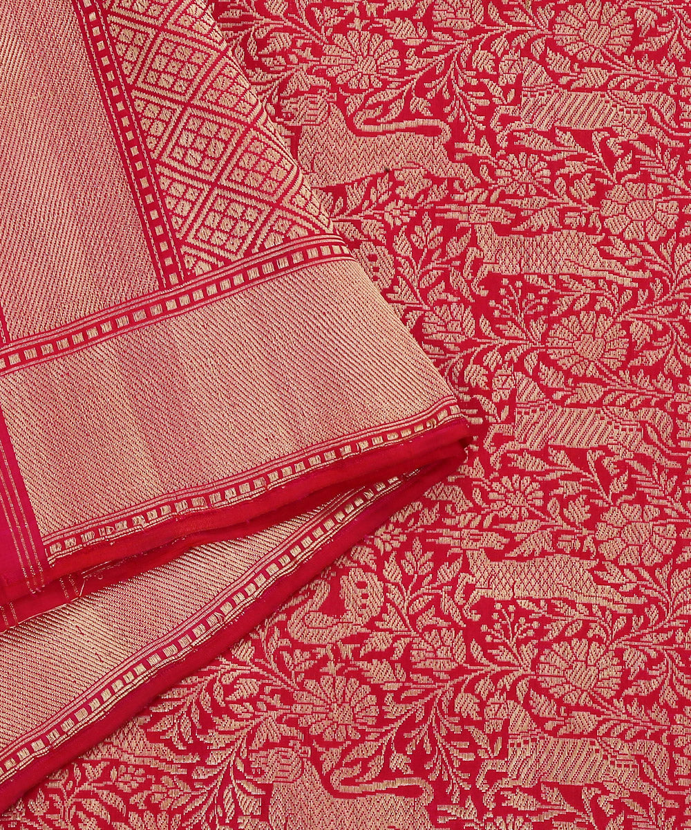 Rani_Pink_Handloom_Pure_Katan_Silk_Shikargah_Banarasi_Dupatta_WeaverStory_04