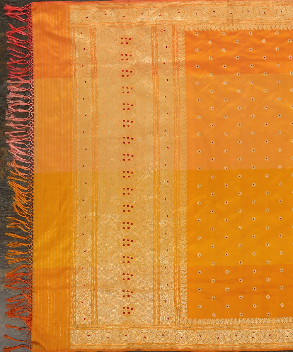 Mustard_Handloom_Pure_Katan_Silk_Banarasi_Dupatta_With_Meena_Booti_WeaverStory_02