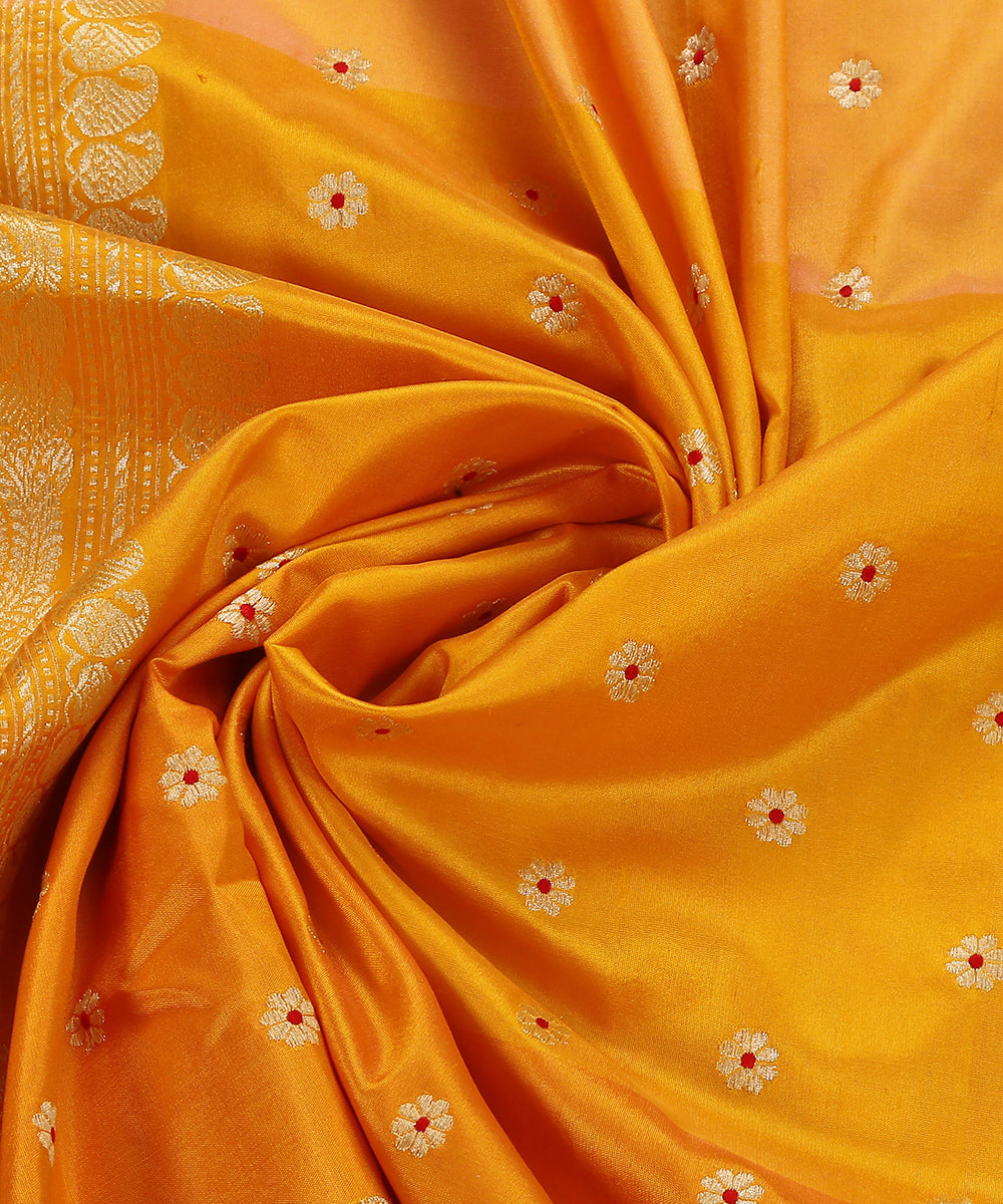 Mustard_Handloom_Pure_Katan_Silk_Banarasi_Dupatta_With_Meena_Booti_WeaverStory_05