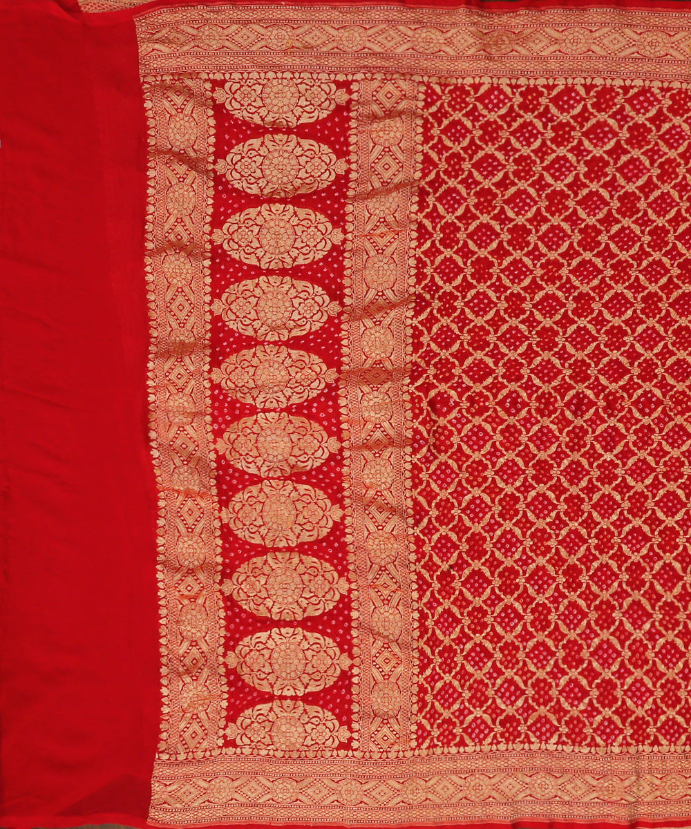 Handloom_Red_Pure_Georgette_Banarasi_Bandhej_Dupatta_With_All_Over_Zari_WeaverStory_02