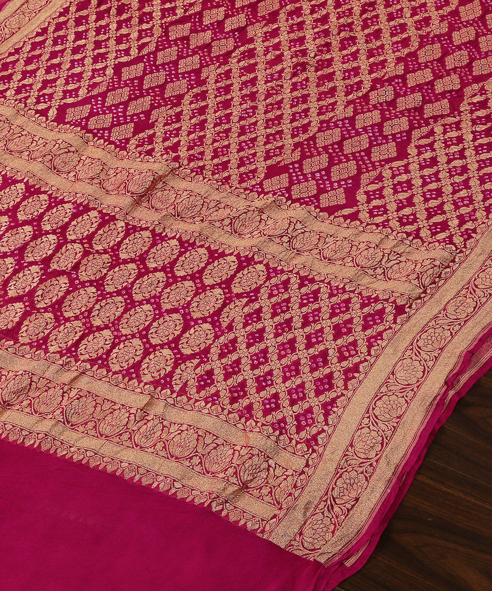 Magenta_Handloom_Pure_Georgette_Banarasi_Bandhej_Dupatta_With_All_Over_Zari_Cutwork_Jaal_WeaverStory_03
