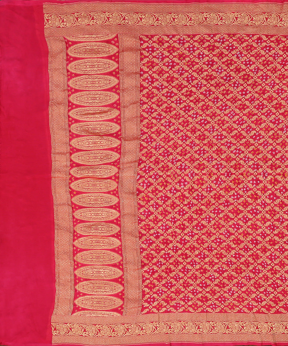 Fuchsia_Handloom_Pink_Pure_Georgette_Banarasi_Bandhej_Dupatta_With_All_Over_Zari_Jaal_WeaverStory_02