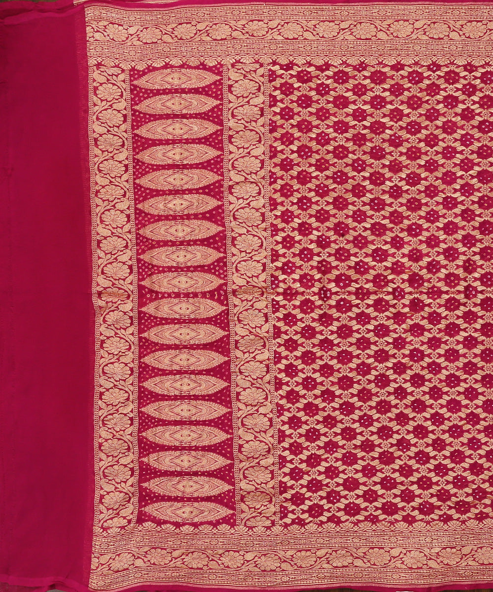 Handloom_Dark_Magenta_Pure_Georgette_Banarasi_Bandhej_With_All_Over_Zari_Jaal_WeaverStory_02