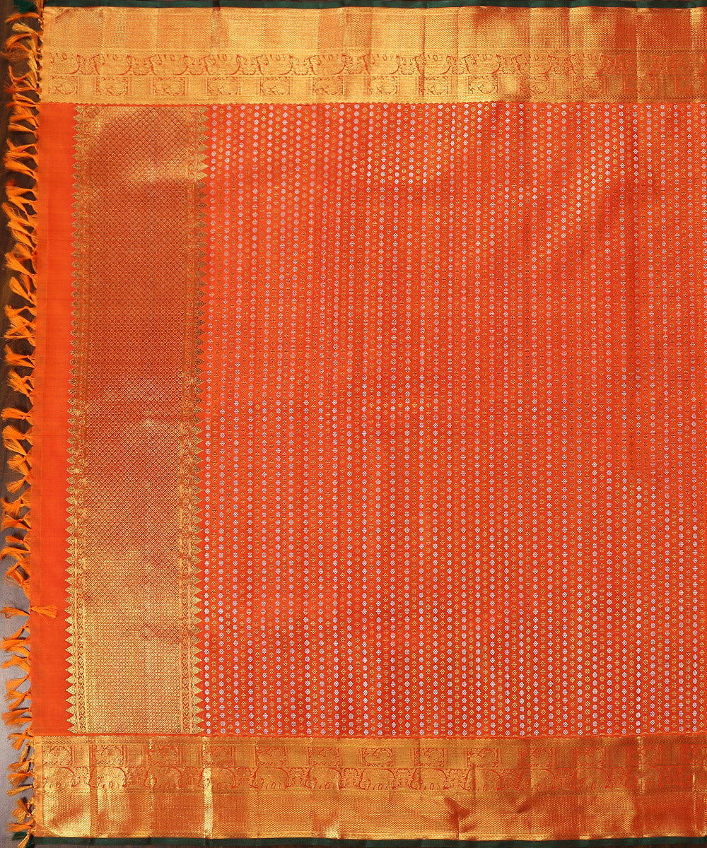 Handloom_Orange_Pure_Silk_Shikargah_Kanjivaram_Dupatta_With_Real_Zari_Border_WeaverStory_02