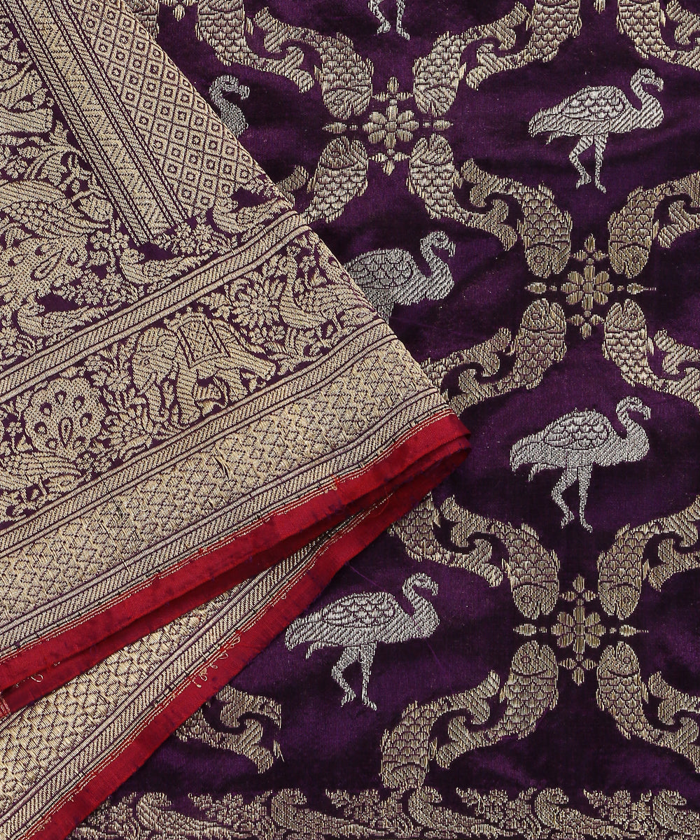 Dark_Purple_Handloom_Pure_Katan_Silk_Shikargah_Banarasi_Dupatta_With_Sona_Rupa_Jaal_WeaverStory_04