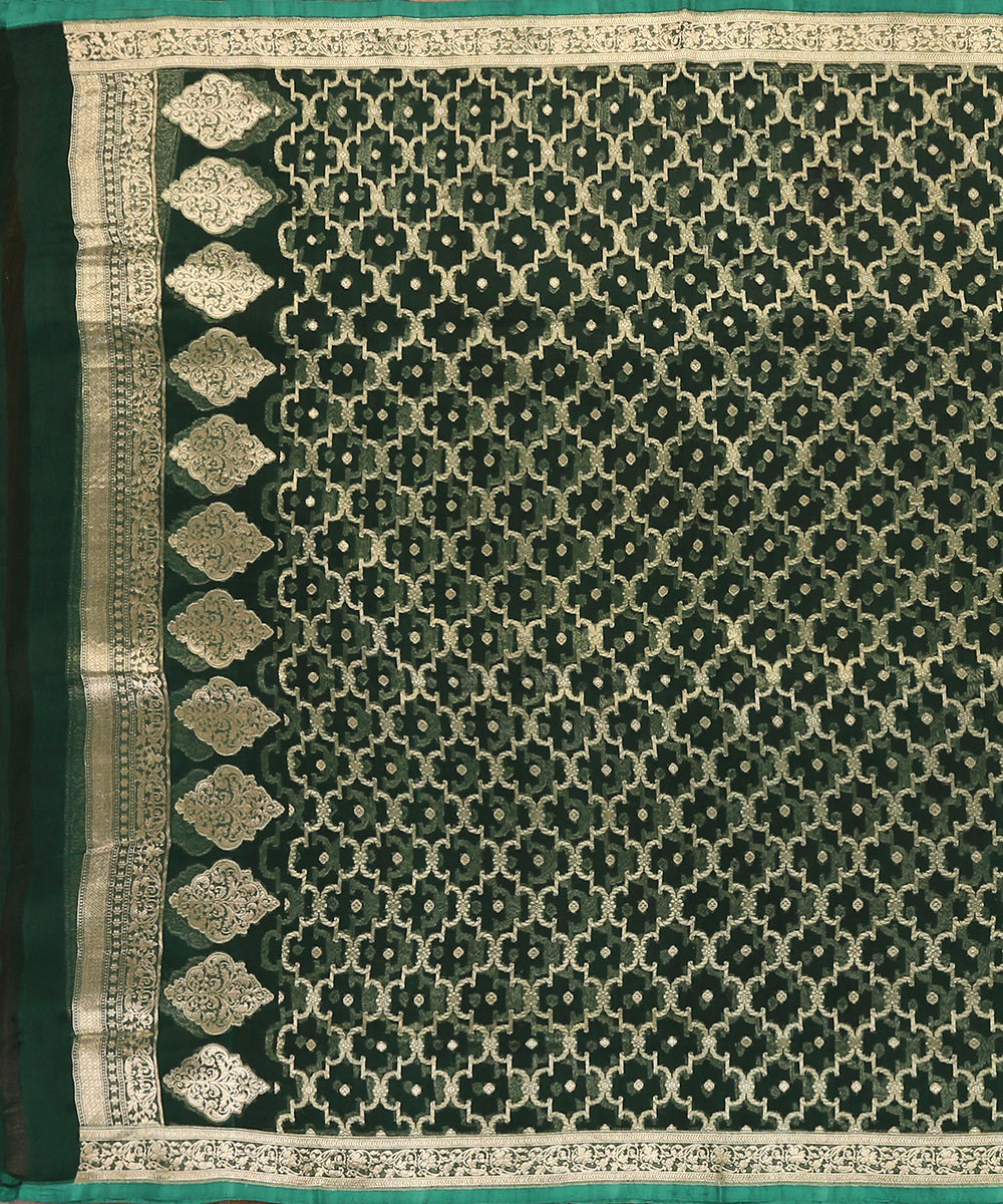 Green_Handloom_Pure_Organza_Banarasi_Dupatta_With_Cutwork_Jaal_WeaverStory_02