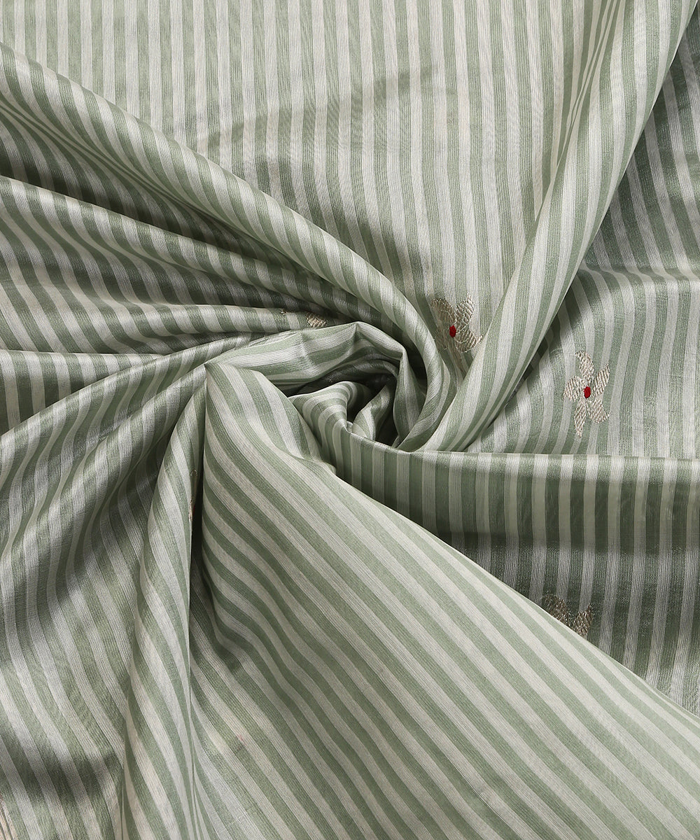 Pastel_Green_And_White_Handloom_Striped_Chanderi_Silk_Dupatta_With_5_Petal_Flower_Booti_WeaverStory_05