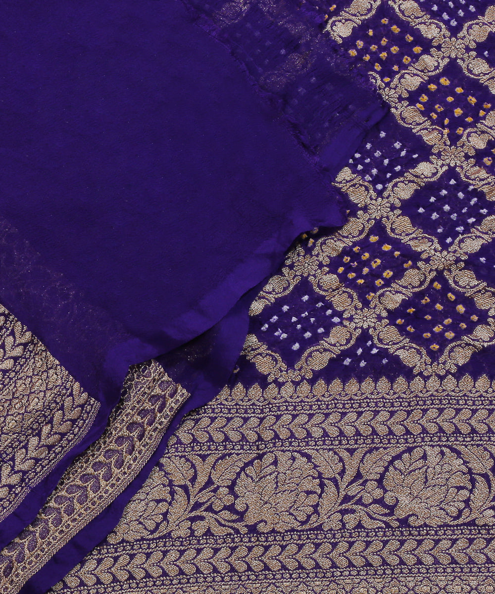 Handloom_Royal_Blue_Pure_Georgette_Banarasi_Bandhej_Dupatta_With_All_Over_Cutwork_Jaal_WeaverStory_04