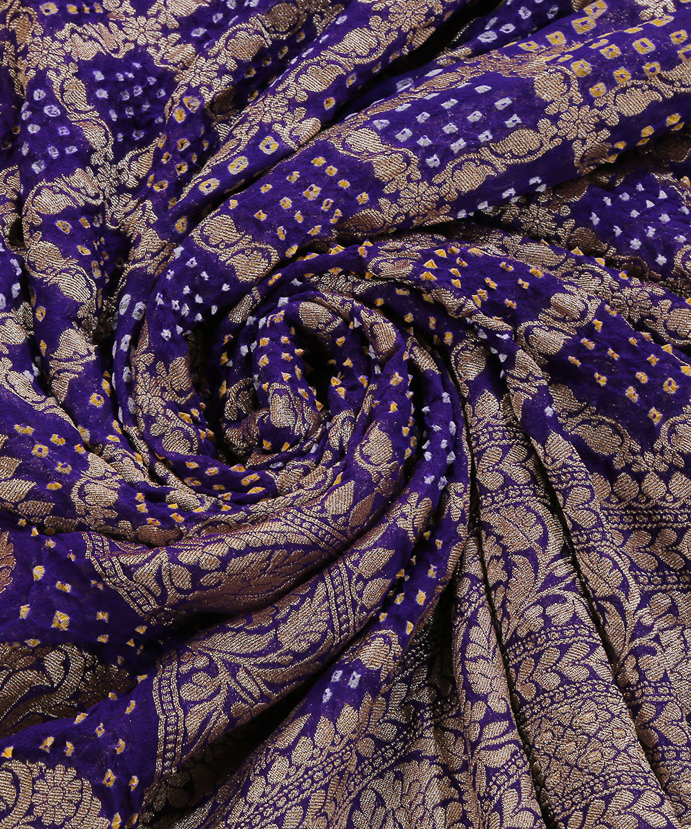 Handloom_Royal_Blue_Pure_Georgette_Banarasi_Bandhej_Dupatta_With_All_Over_Cutwork_Jaal_WeaverStory_05