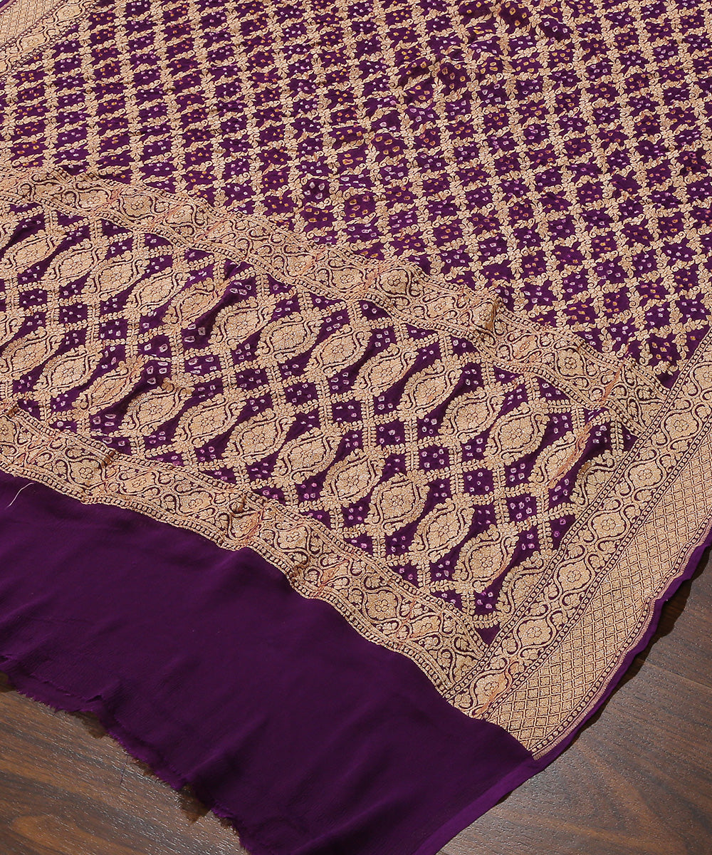 Purple_Handloom_Pure_Georgette_Banarasi_Bandhej_Dupatta_With_All_Over_Jaal_WeaverStory_03