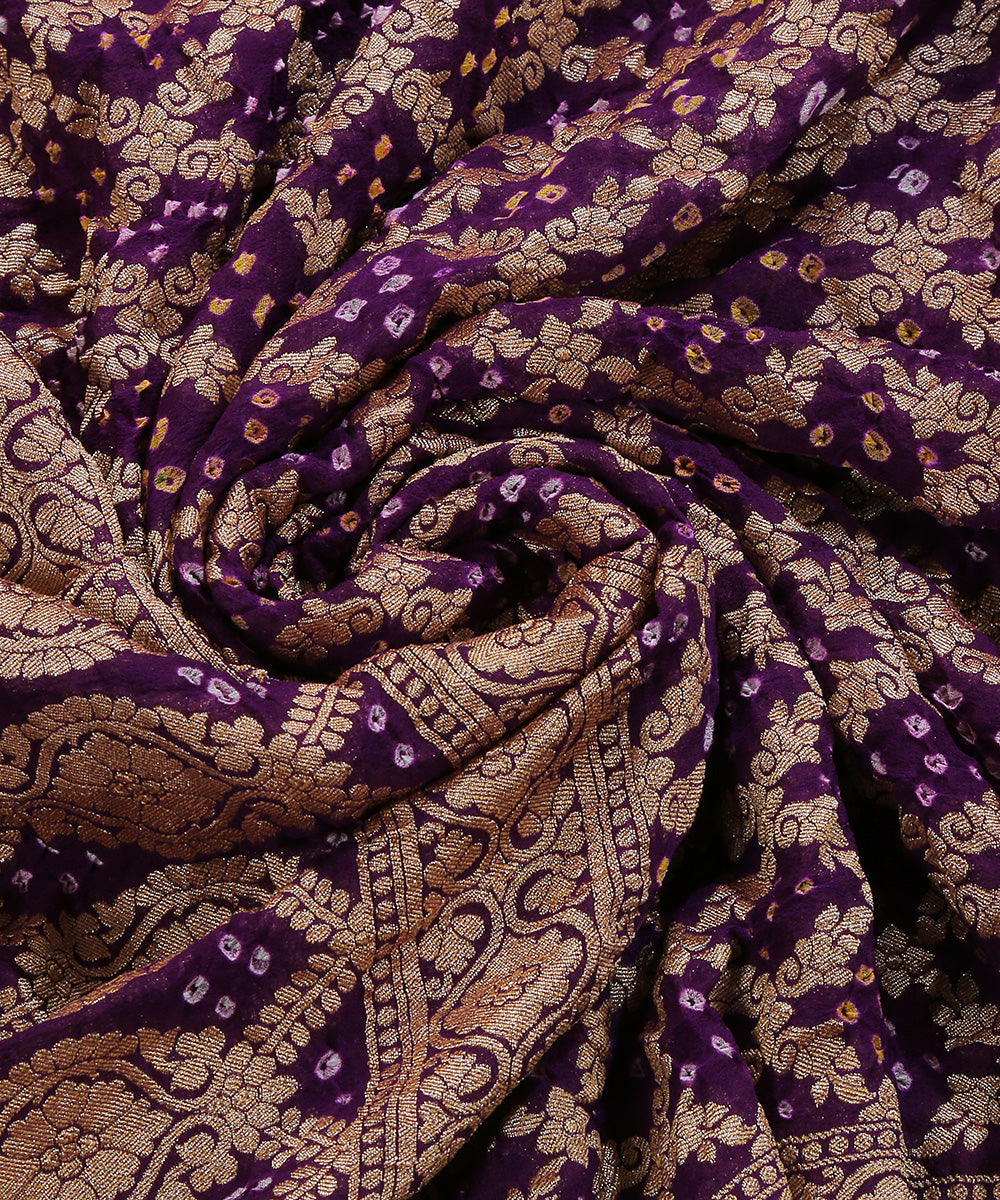 Purple_Handloom_Pure_Georgette_Banarasi_Bandhej_Dupatta_With_All_Over_Jaal_WeaverStory_04