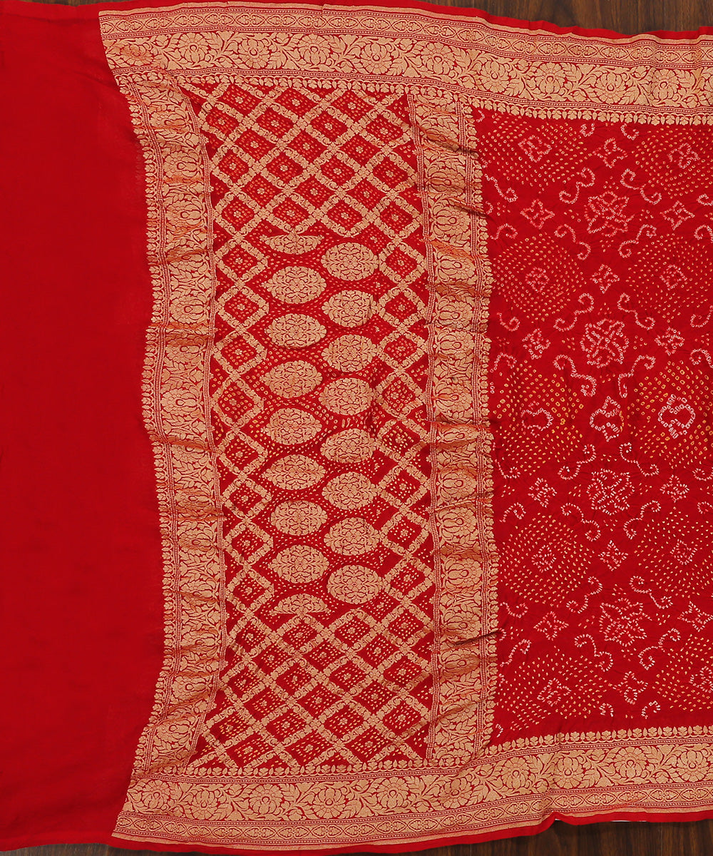 Dark_Red_Handloom_Pure_Georgette_Banarasi_Banadhej_Dupatta_With_Border_WeaverStory_02