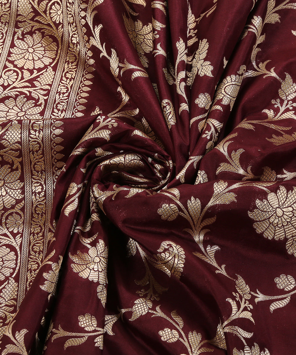 Wine_Handloom_Pure_Katan_Silk_Banarasi_Dupatta_With_Paisley_Jaal_WeaverStory_05