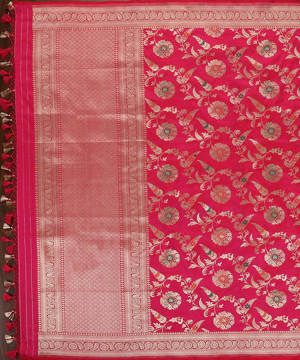Hot_Pink_Handloom_Pure_Katan_Silk_Banarasi_Dupatta_With_Meenakari_Jaal_WeaverStory_02