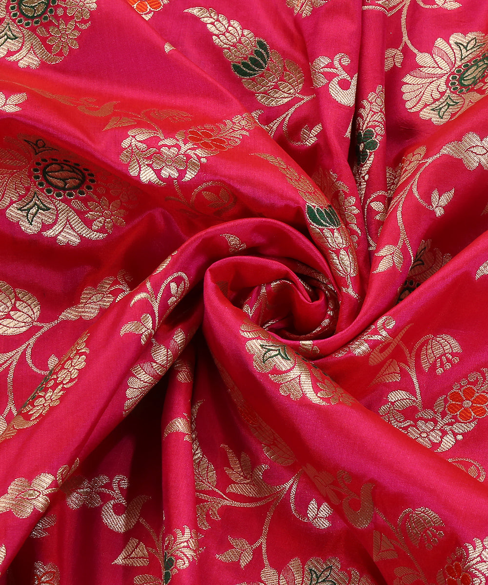 Hot_Pink_Handloom_Pure_Katan_Silk_Banarasi_Dupatta_With_Meenakari_Jaal_WeaverStory_05