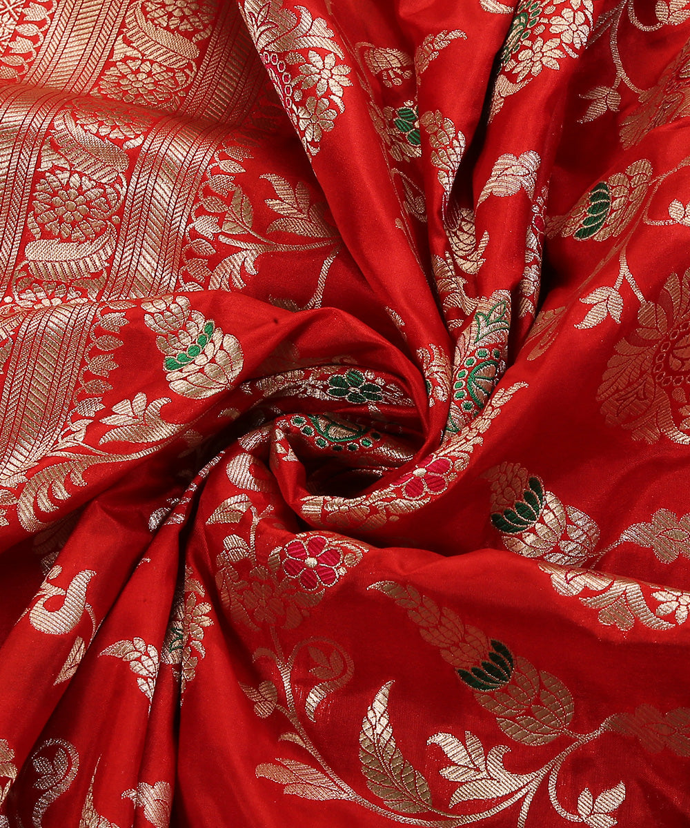 Handloom_Red_Pure_Katan_Silk_Banarasi_Dupatta_With_Meenakari_Jaal_WeaverStory_05