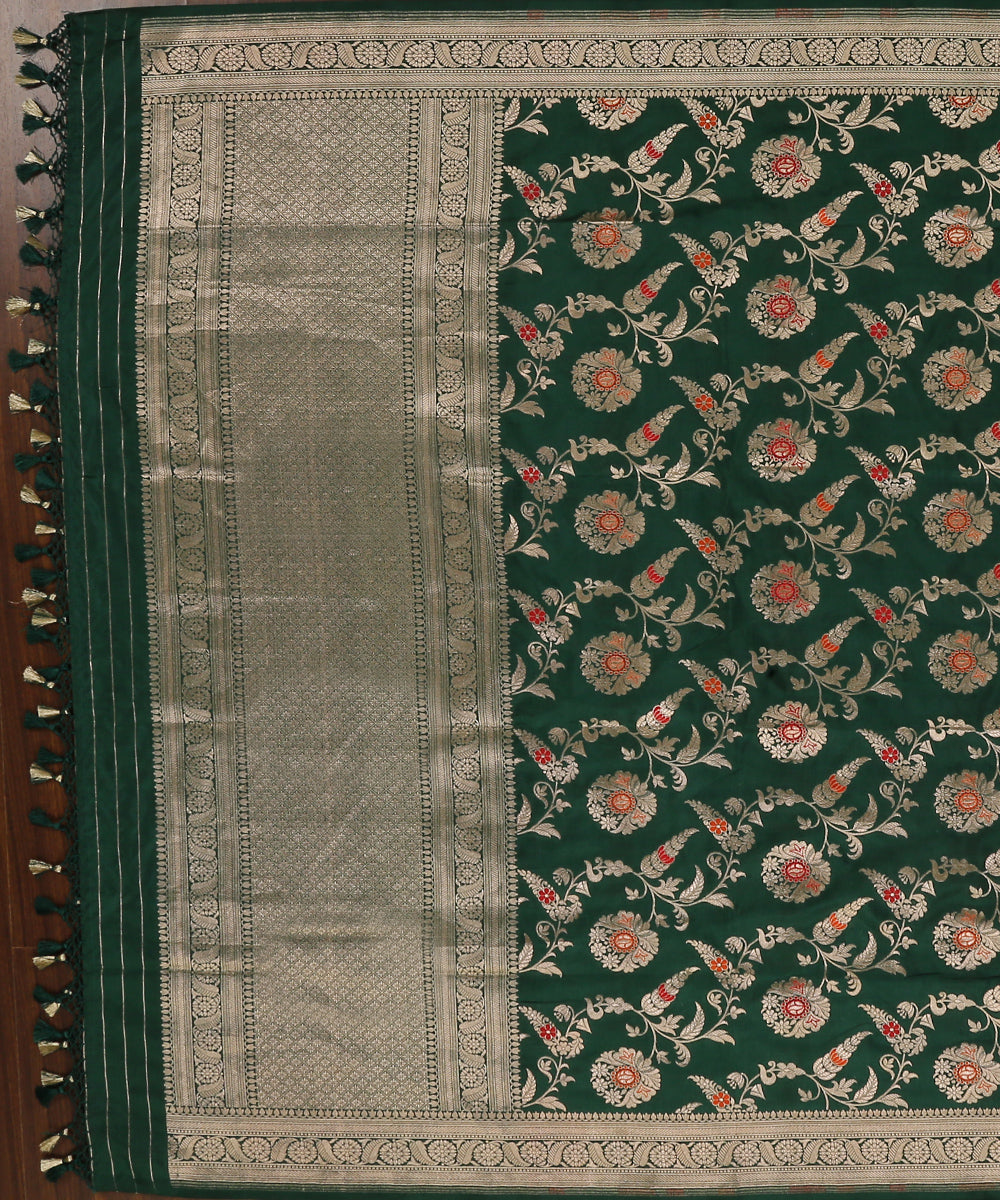 Bottle_Green_Handloom_Pure_Katan_Silk_Banarasi_Dupatta_With_Meenakari_Jaal_WeaverStory_02