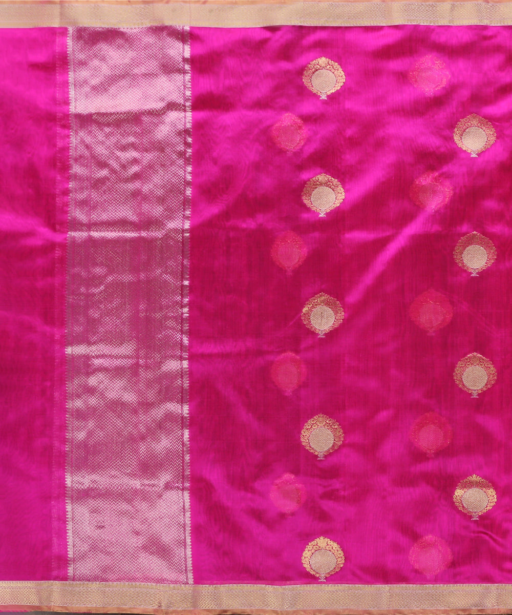 Rani_Pink_Handloom_Pure_Chanderi_Silk_Dupatta_With_Lotus_And_Anar_Motifs_WeaverStory_02