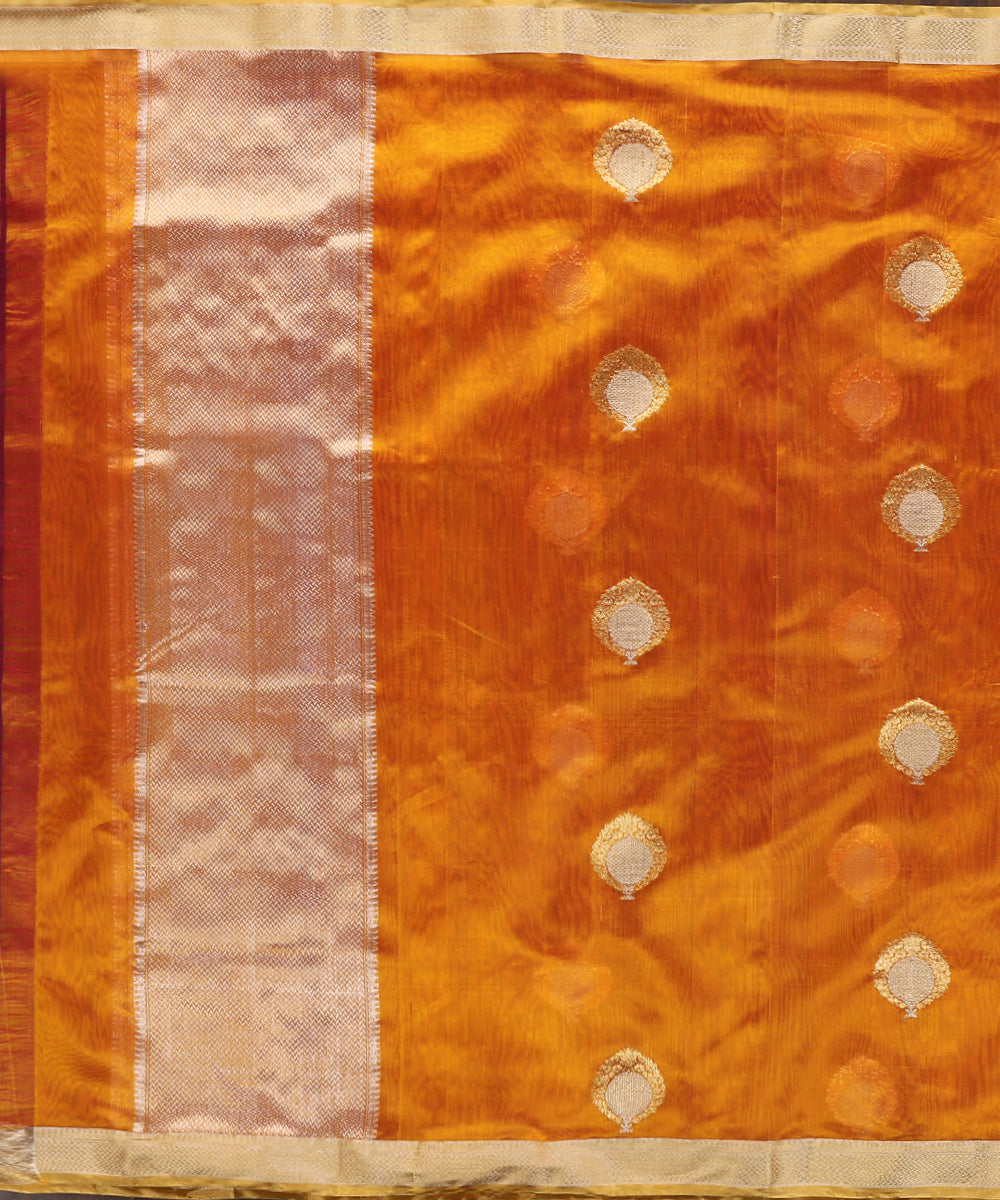Handloom_Mustard_Double_Shade_Pure_Chanderi_Silk_Dupatta_With_Lotus_And_Anar_Motifs_WeaverStory_02