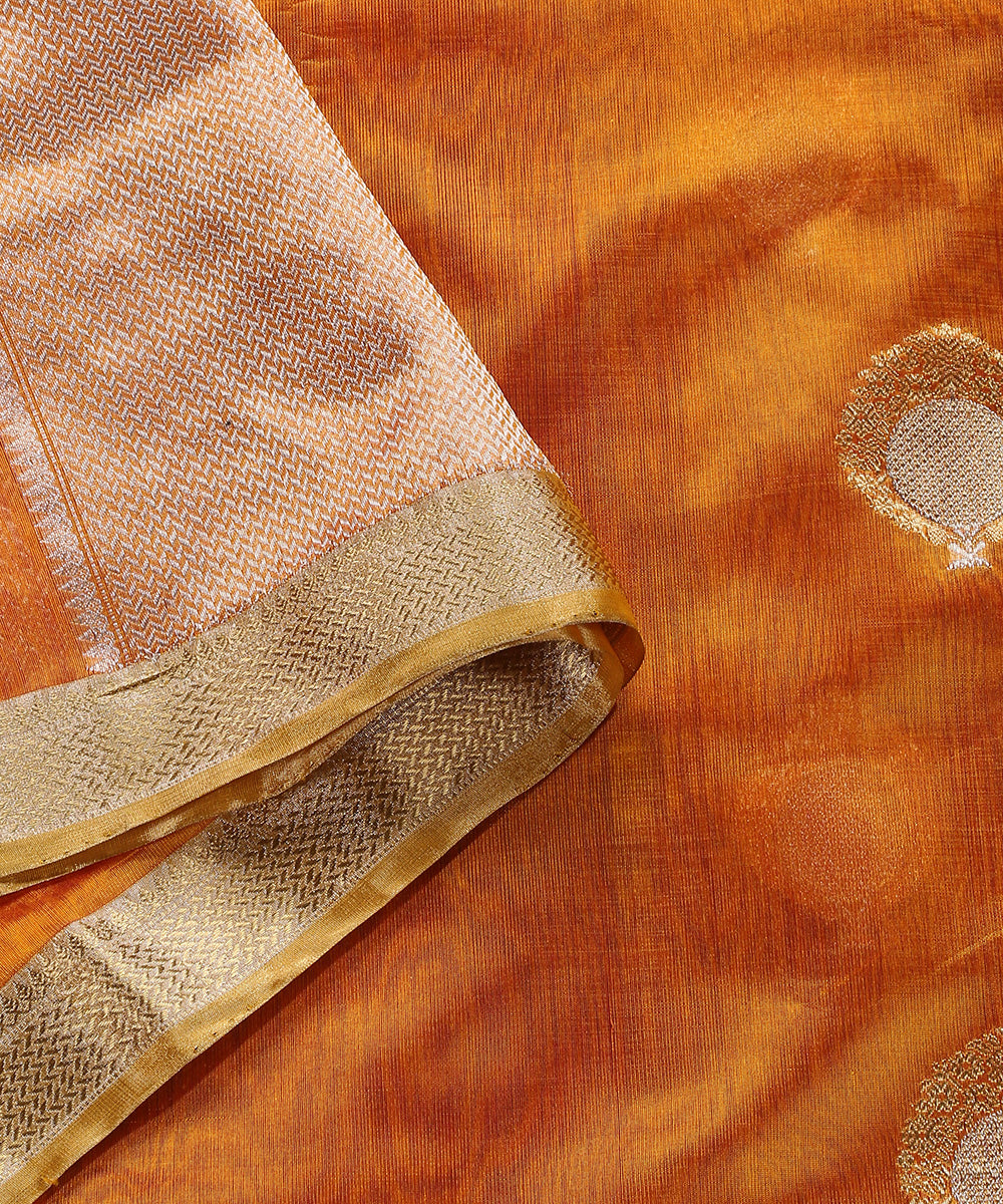 Handloom_Mustard_Double_Shade_Pure_Chanderi_Silk_Dupatta_With_Lotus_And_Anar_Motifs_WeaverStory_04