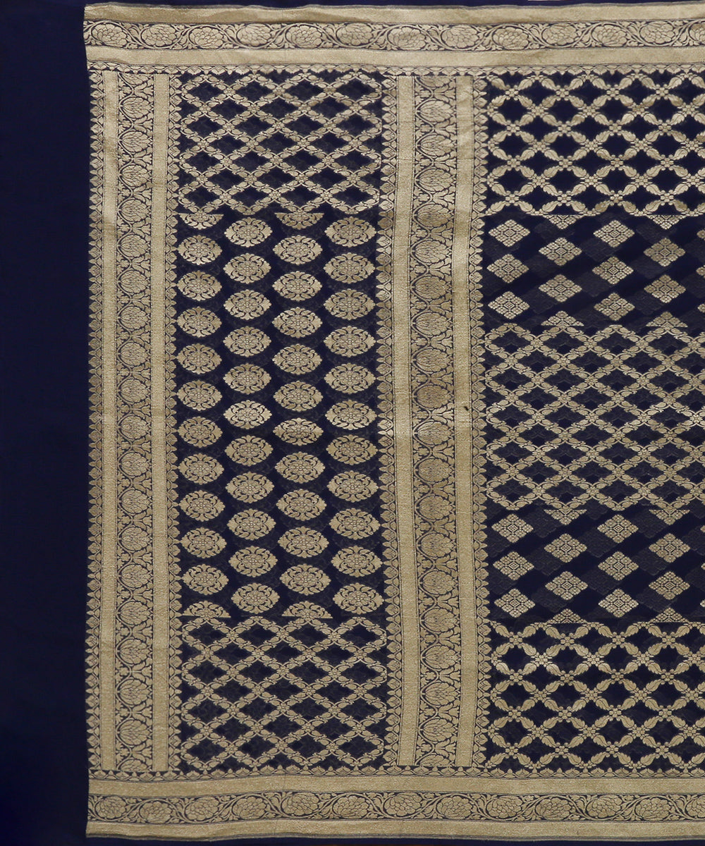 Navy_Blue_Handloom_Pure_Georgette_Banarasi_Bandhej_Dupatta_With_All_Over_Cutwork_Jaal_WeaverStory_02