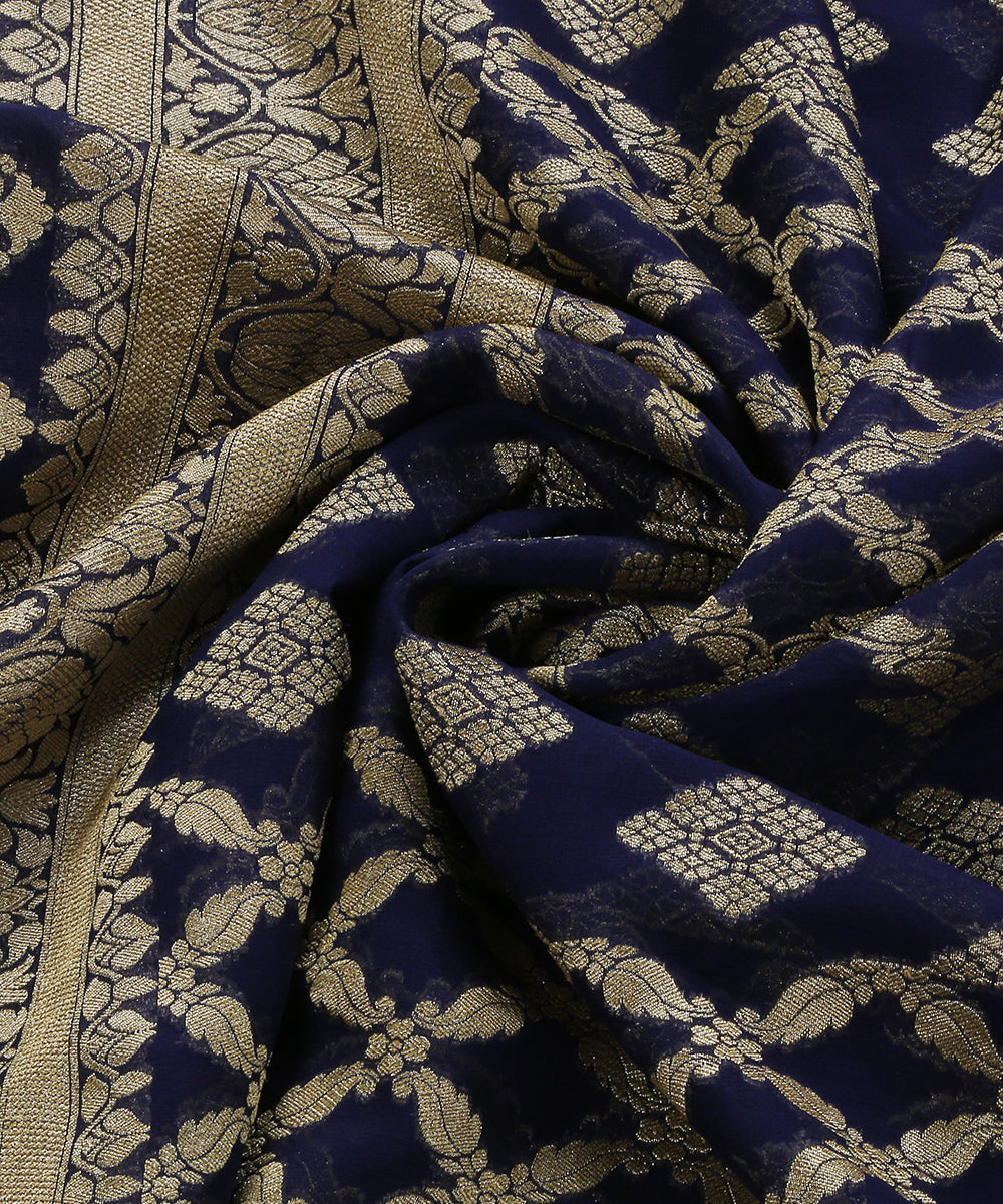 Navy_Blue_Handloom_Pure_Georgette_Banarasi_Bandhej_Dupatta_With_All_Over_Cutwork_Jaal_WeaverStory_05