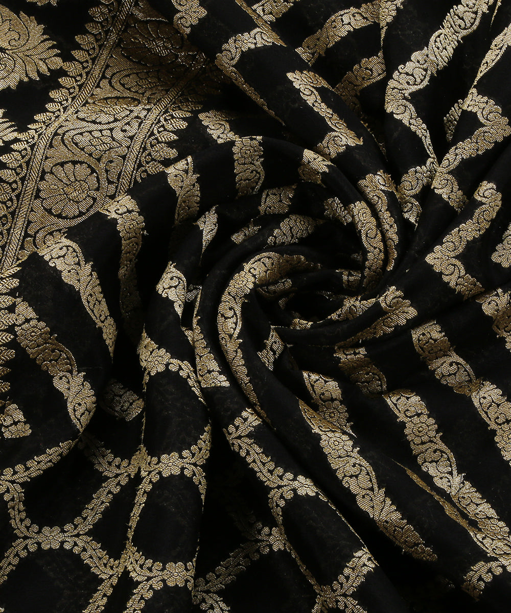 Black_Handloom_Pure_Georgette_Banarasi_Bandhej_Dupatta_With_Cutwork_Jaal_WeaverStory_05