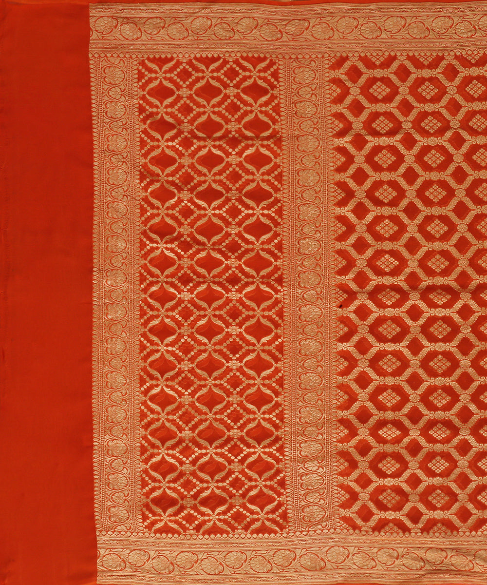 Handloom_Orange_Pure_Georgette_Banarasi_Bandhej_Dupatta_With_All_Over_Jaal_Cutwork_Jaal_WeaverStory_02