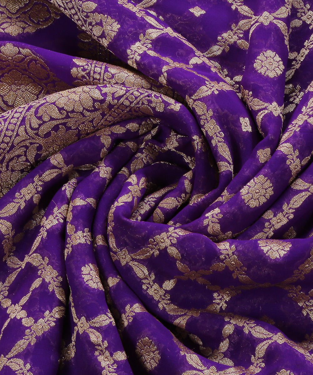 Violet_Handloom_Pure_Georgette_Banarasi_Bandhej_Dupatta_With_Zari_Border_WeaverStory_05