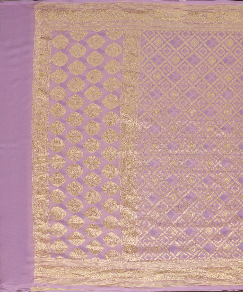 Lavender_Handloom_Pure_Georgette_Banarasi_Bandhej_Dupatta_With_Cutwork_Jaal_WeaverStory_02