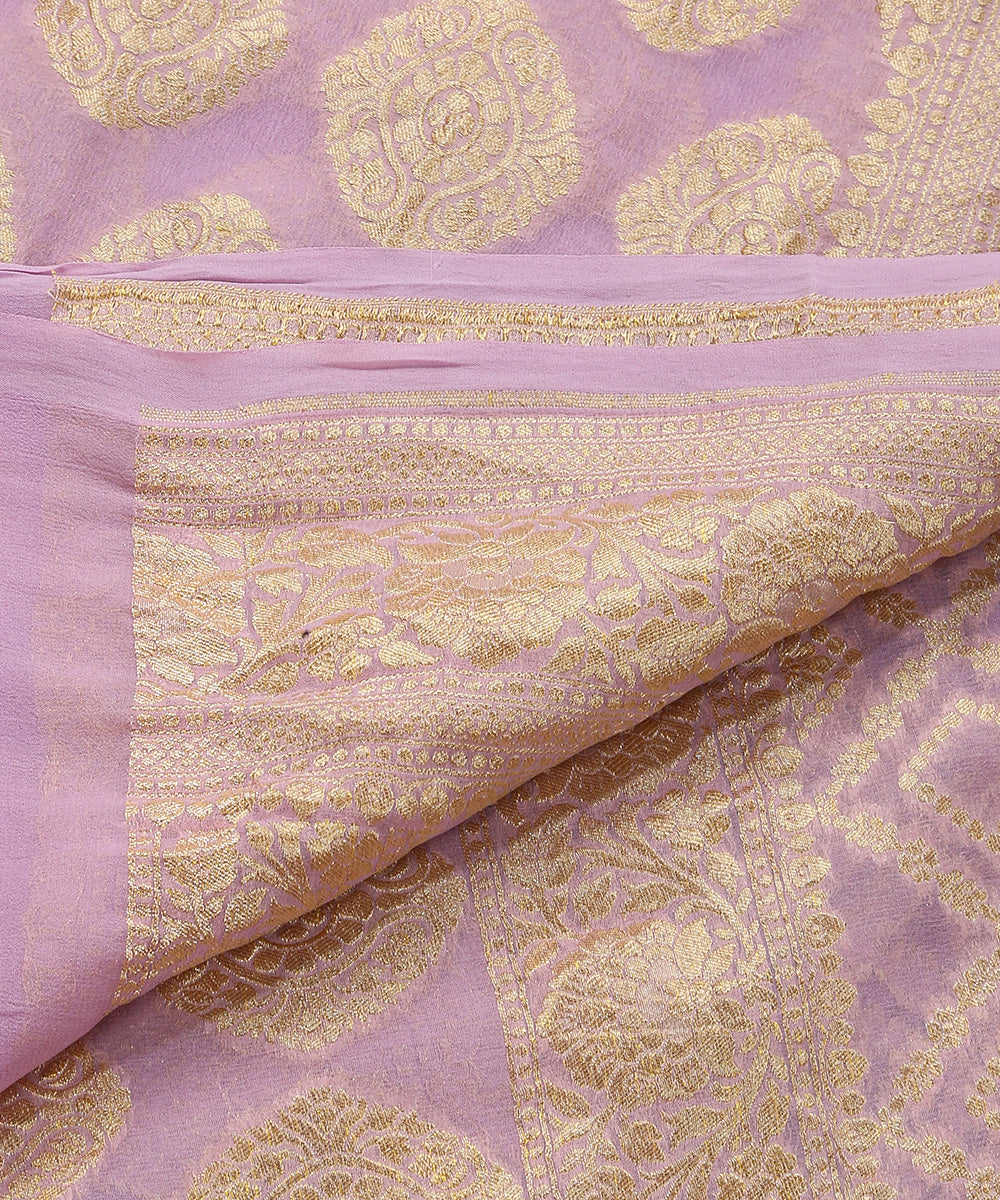 Lavender_Handloom_Pure_Georgette_Banarasi_Bandhej_Dupatta_With_Cutwork_Jaal_WeaverStory_04