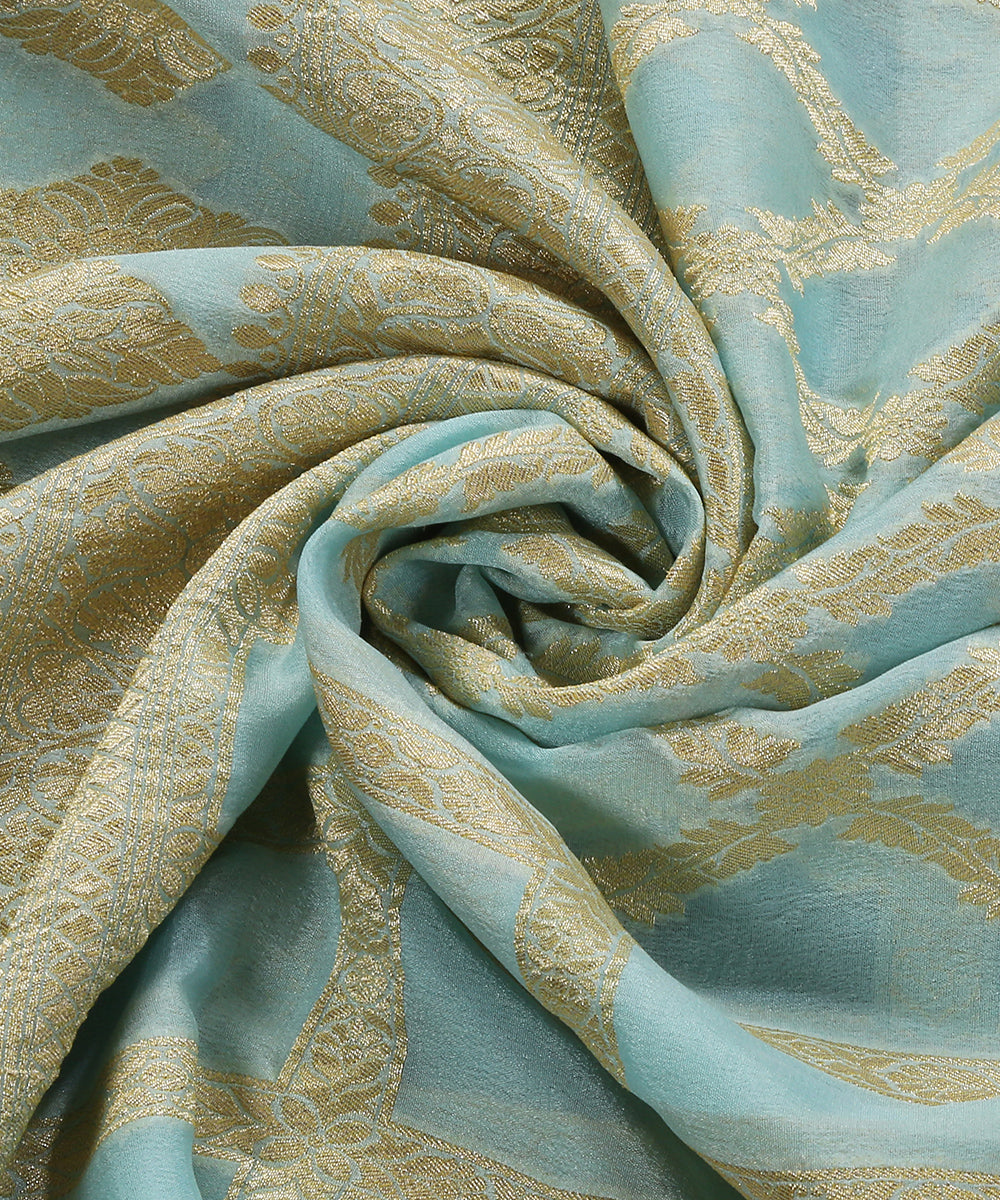 Handloom_Sky_Blue_Pure_Georegtte_Banarasi_Bandhej_Dupatta_With_Cutwork_Jaal_WeaverStory_05