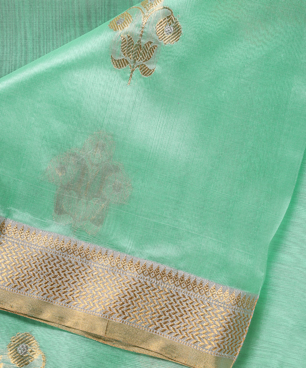 Handloom_Pastel_Powder_Blue_Pure_Chanderi_Silk_Dupatta_With_Booti_WeaverStory_04