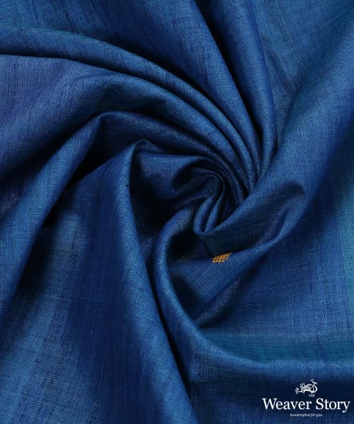 Handloom_Blue_Pure_Tussar_Silk_Dupatta_With_Diamond_Booti_And_Purple_Pallu_Border_WeaverStory_05