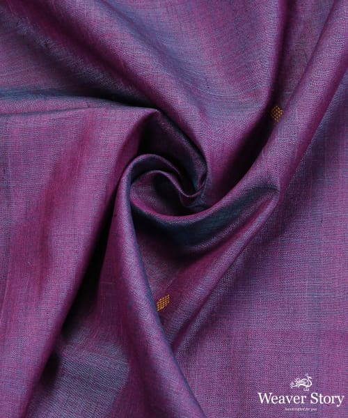 Purple_Handloom_Pure_Tussar_Silk_Dupatta_With_Diamond_Booti_And_Green_Pallu_Border_WeaverStory_05