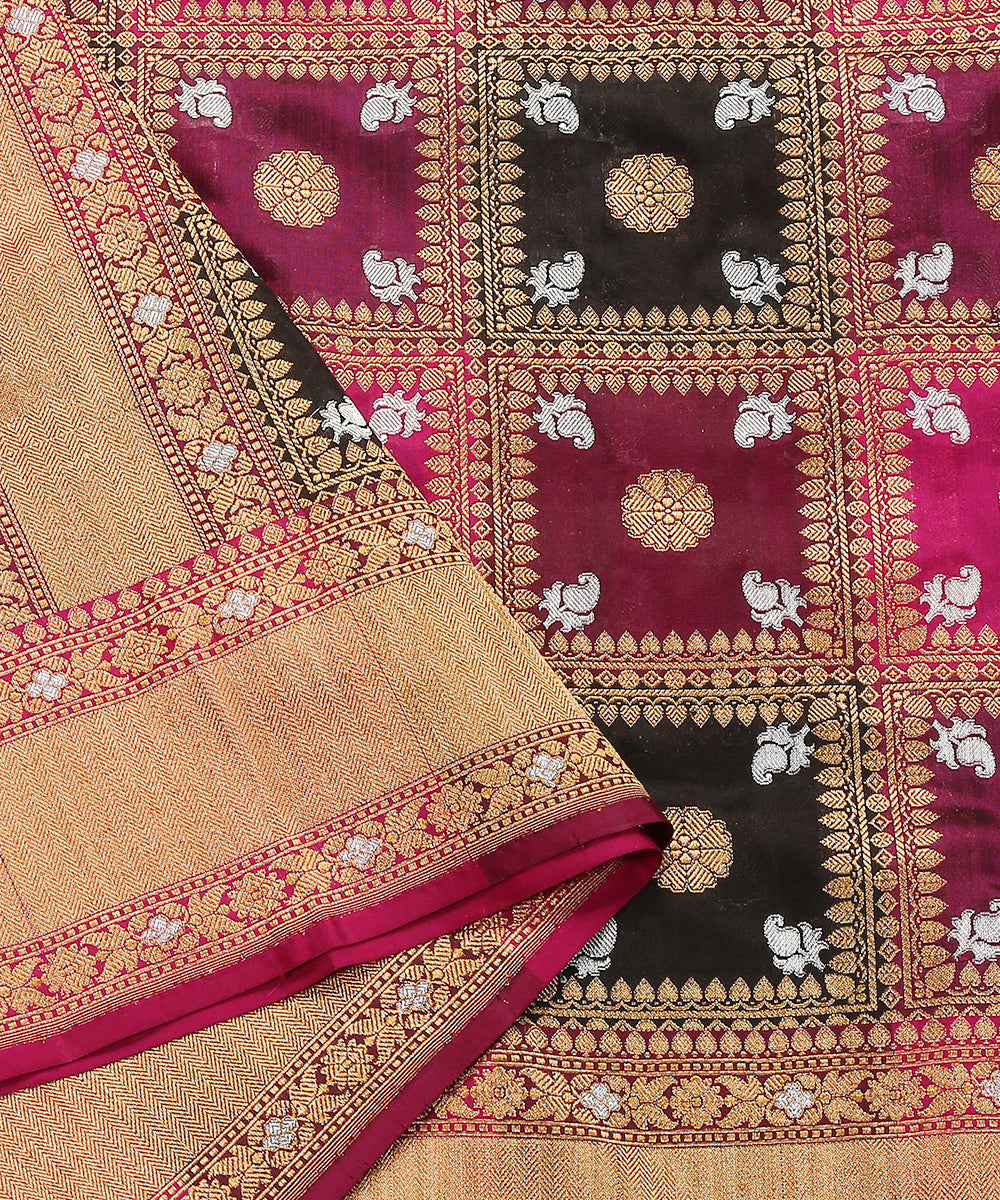Purple_And_Black_Handloom_Pure_Katan_Silk_Rangkaat_Banarasi_Dupatta_WeaverStory_04