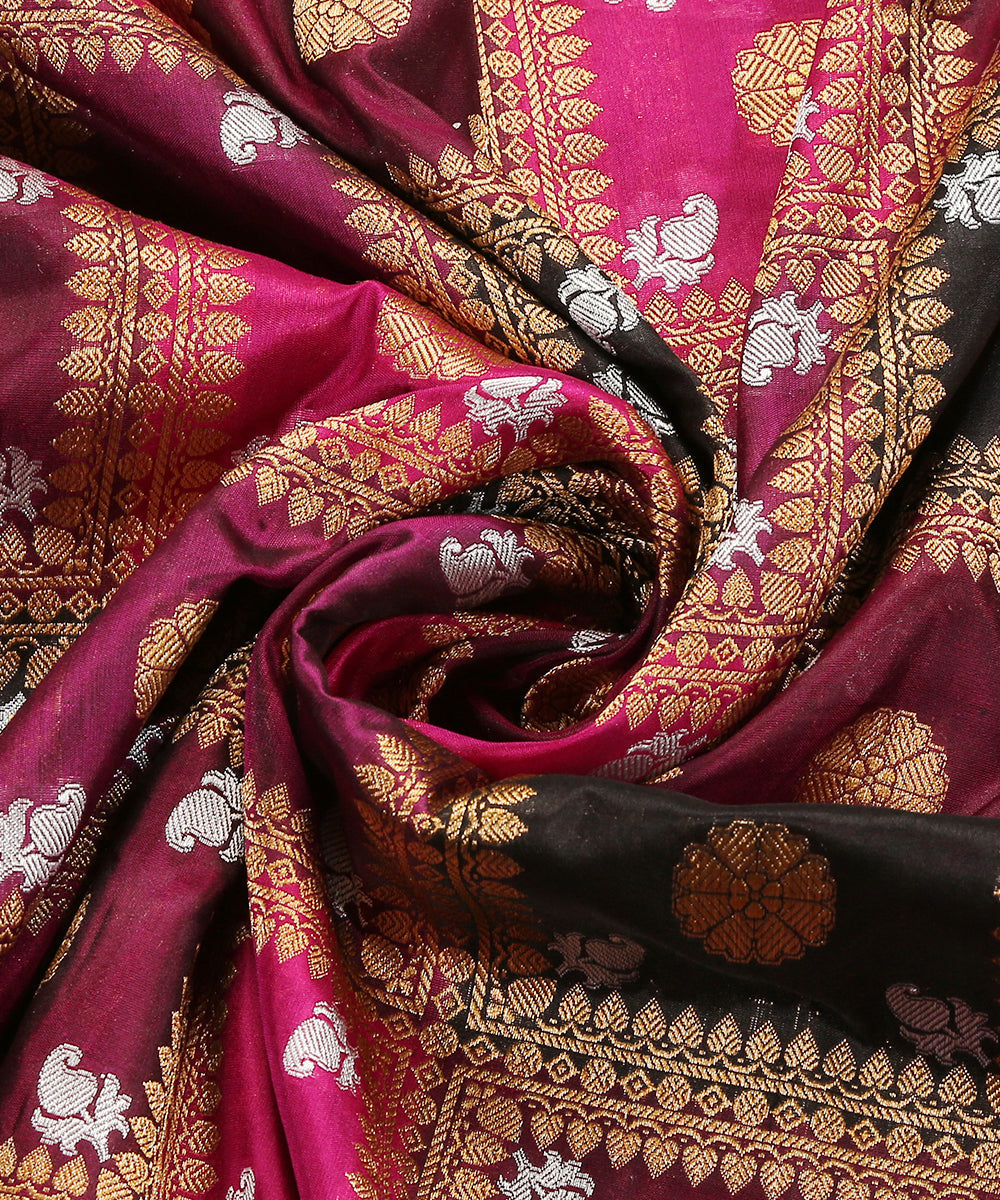 Purple_And_Black_Handloom_Pure_Katan_Silk_Rangkaat_Banarasi_Dupatta_WeaverStory_05