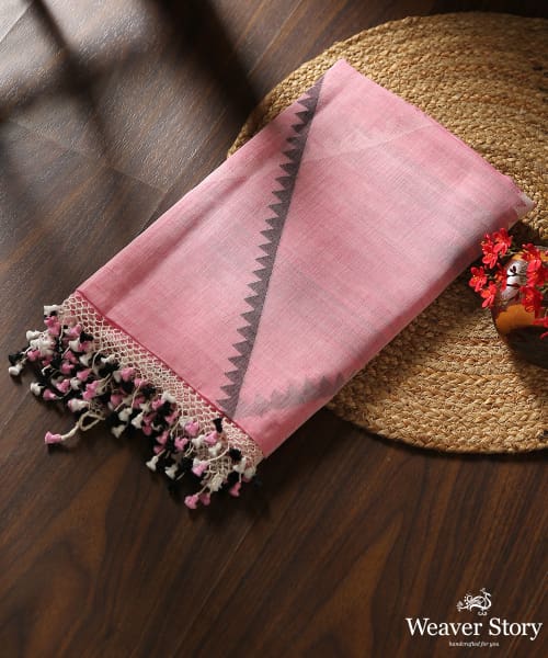 Pink_Handloom_Pure_Malmal_Dhakai_Jamdani_Dupatta_WeaverStory_01