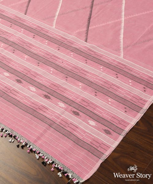 Pink_Handloom_Pure_Malmal_Dhakai_Jamdani_Dupatta_WeaverStory_03