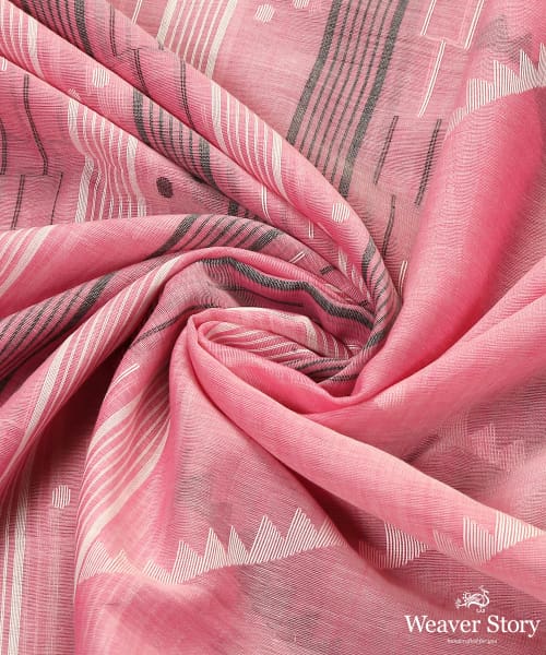 Pink_Handloom_Pure_Malmal_Dhakai_Jamdani_Dupatta_WeaverStory_05